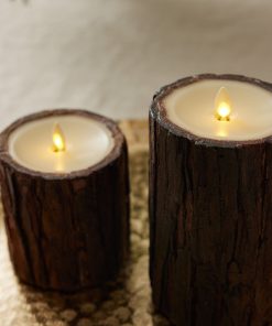 Real Bark Wood Flameless Candle Pillar