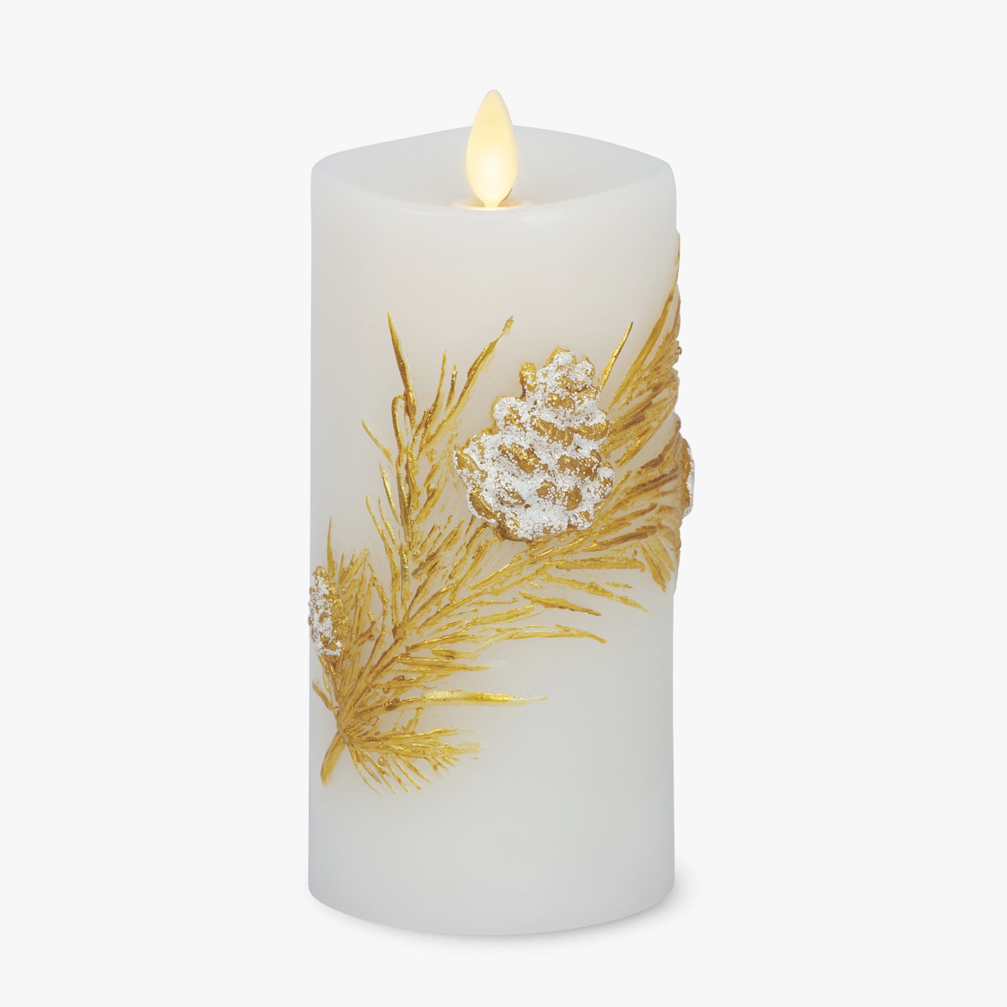 sm-image-dab5d41aecc4482106deed59 Embossed White Pinecone Flameless Candle Pillar