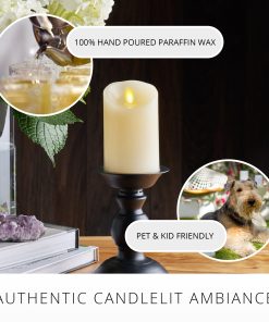Ivory Flameless Candle Pillar - Scallop Top - 3