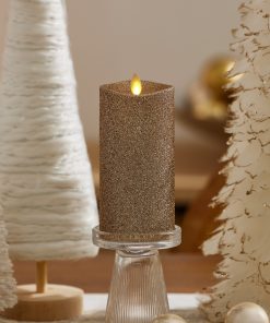 Gold Glitter Flameless Candle Pillar