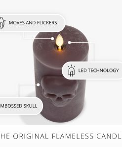 Dark Chocolate Chalky Flameless Candle Skull Pillar