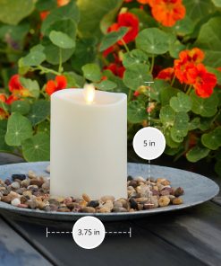 Outdoor Flameless Ivory Pearl Candle Pillar - Melted Top - 3.75