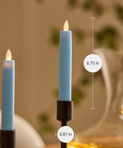Airy Blue Flameless Candle Tapers - Flat Top - 6.75