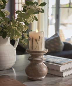 Flameless Embedded Lavender & Rosemary Candle Pillar - Recessed Top