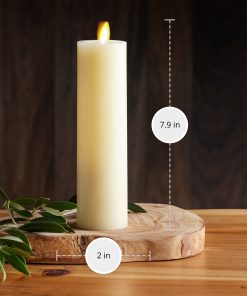 Ivory Flameless Candle Slim Pillar - Recessed Top - 2