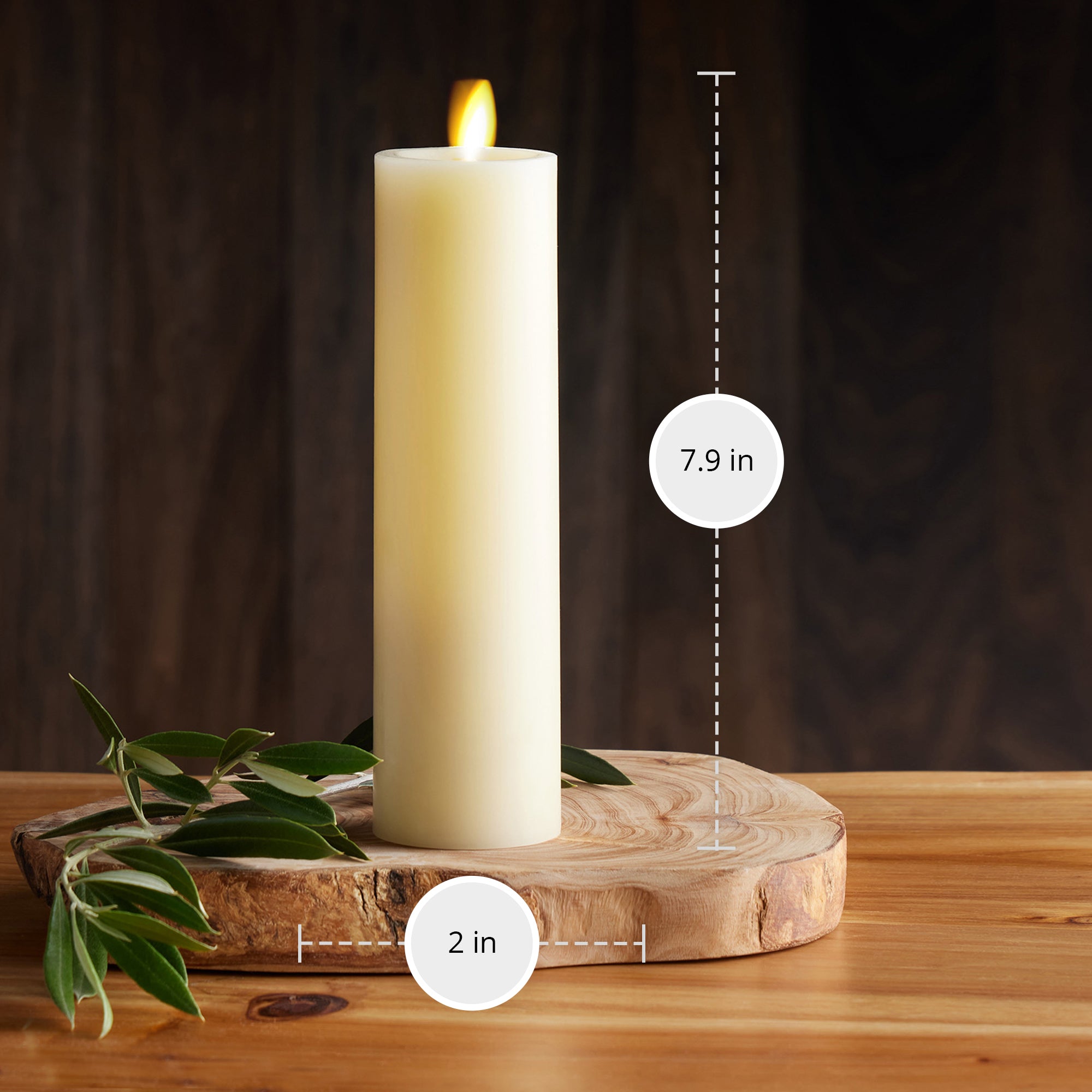 sm-image-dd898f2e73205f6f802357b0 Ivory Flameless Candle Slim Pillar - Recessed Top - 2" Width