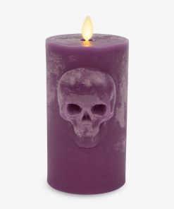 Imperial Purple Chalky Flameless Candle Skull Pillar