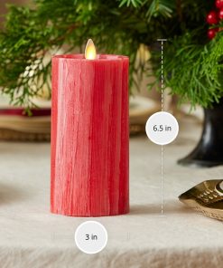Holiday Red Selenite Flameless Candle Pillar
