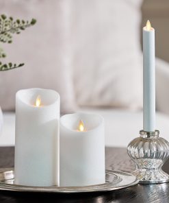 Dazzling White Glitter Flameless Candle Pillars