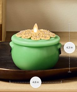 Lucky Green Flameless Candle Pot of Gold
