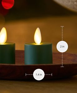 Set of 2 Holiday Green Flameless Candle Tealights