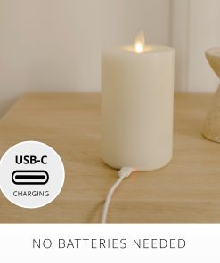 Pearl Ivory Rechargeable Wick To Flame Flameless Candle Pillar