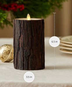 Real Bark Wood Flameless Candle Pillar