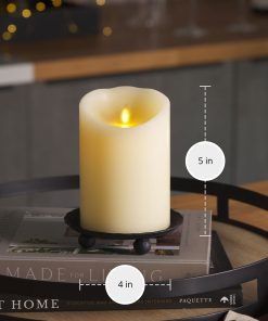 Ivory Flameless Candle Pillar -Scallop Top - 4