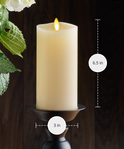 Ivory Flameless Candle Pillar - Melted Top - 3