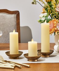 Ivory Flameless Candle Slim Pillar - Recessed Top - 2" Width