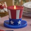 Red, White & Blue Flameless Candle Patriotic Hat