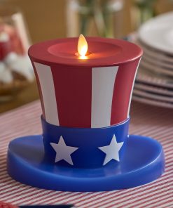Red, White & Blue Flameless Candle Patriotic Hat
