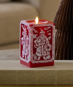 Holiday Red Santa Vignette Flameless Candle
