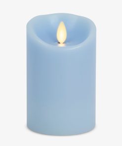 Airy Blue Flameless Candle Pillar - Scallop Top - 3