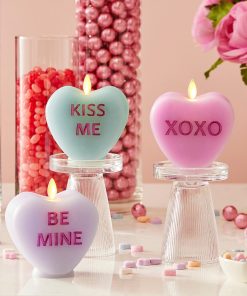 Pastel Orchid Flameless Candle Candy Heart 