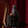Black Flameless Candle Perching Crow