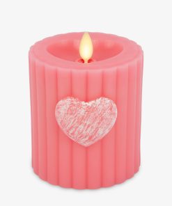 Sweet Pink Ribbed Flameless Candle Pillar
