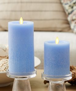 Cornflower Seaglass Flameless Candle Pillar
