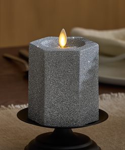 Brilliant Silver Hexagon Flameless Candle Pillar