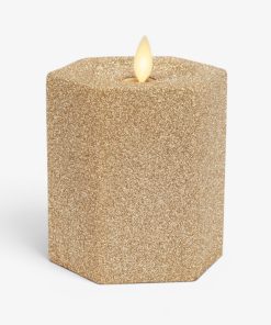 Champagne Glow Hexagon Flameless Candle Pillar