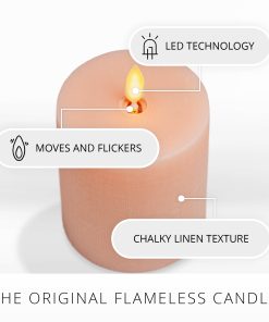 Chalky Linen Mellow Peach Flameless Candle Pillar