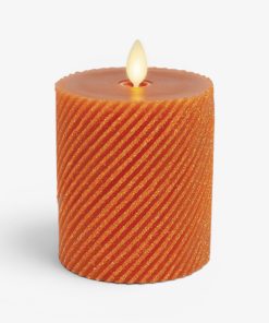 Glitter Marmalade Ribbed Flameless Candle Pillar