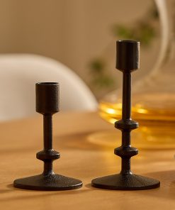 Black Wrought Iron Modern Taper Holders