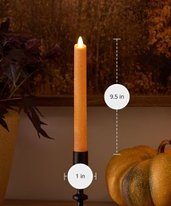 Russet Orange Glitter Flameless Candle Taper