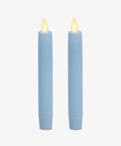 Airy Blue Flameless Candle Tapers - Flat Top - 6.75
