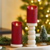 Holiday Red Glitter Flameless Candle Pillar
