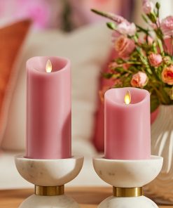 Blooming Mauve Scallop Flameless Candle Pillar