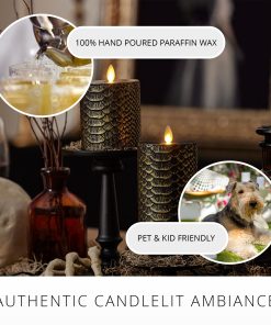 Black and Gold Snakeskin Flameless Candle Pillar