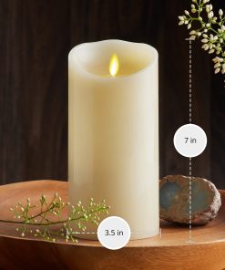 Ivory Flameless Candle Pillar - Scallop Top - 3.5