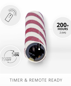 Red Candy Cane Glitter Stripe White Flameless Candle Tapers - Set of 2