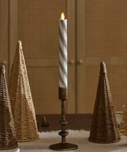 Champagne Glow Candy Cane Glitter Flameless Candle Taper