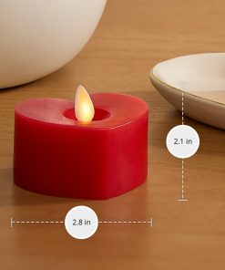 Set of 2 True Red Flameless Candle Heart Tealights