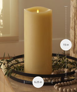 Ivory Flameless Candle Grand Pillar - Melted Top - 6.25