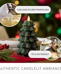 Green Glitter Holiday Tree Flameless Candle