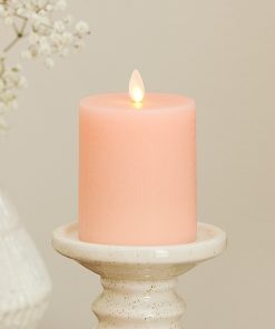 Chalky Linen Mellow Peach Flameless Candle Pillar