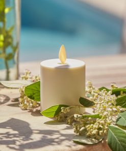 Pearl Ivory Outdoor Flameless Candle Votive - Flat Top