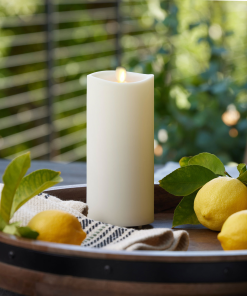 Pearl Ivory Outdoor Flameless Candle Pillar - Melted Top - 3.25