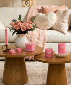 Sweet Pink Ribbed Flameless Candle Pillar