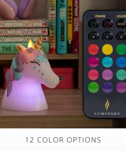 White Color Changing Flameless Candle Unicorn with Remote