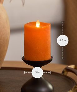 Chalky Burnt Orange Flameless Candle Pillar